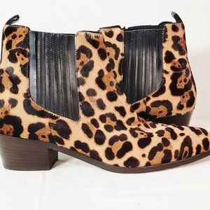 J Crew Leopard  Print Chelsea Calf Hair Ankle Boots Sz 9 Mint Hardly worn